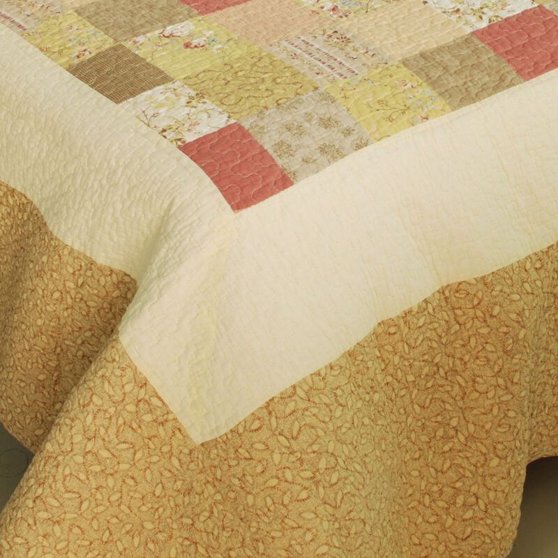 3PC Cotton Printed Quilt Set Queen Size Vermicelli Quilted Soft Bed Cover image number 4