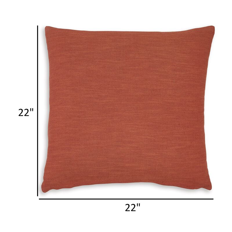 Ina 22 Inch Accent Throw Pillow Set of 4, Square, Rust Brown Cotton Linen - Benzara