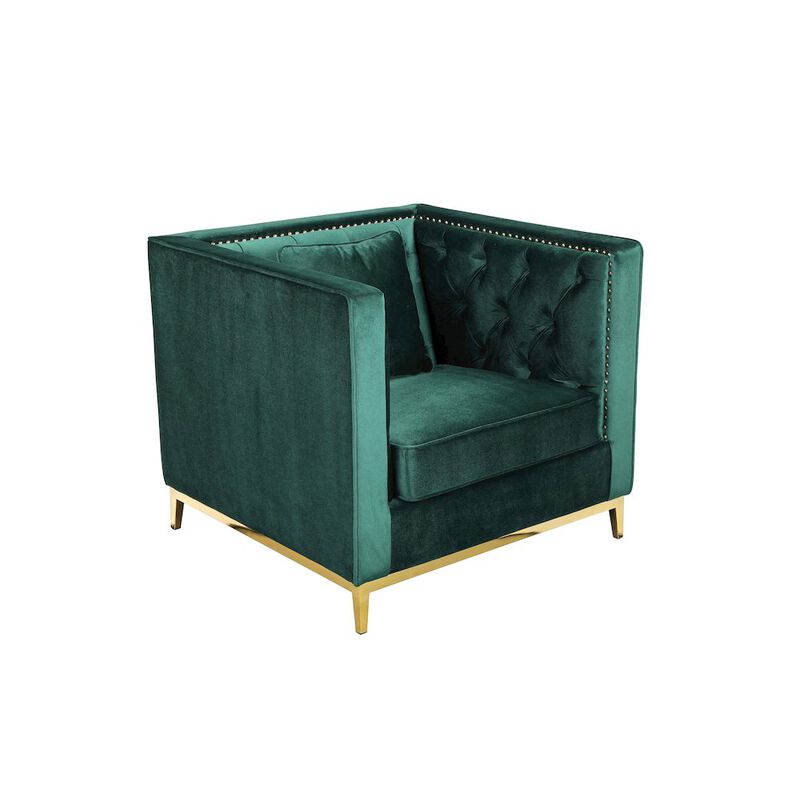 Pangea Home Vivienne Sofa Chair Velvet Green/Gold