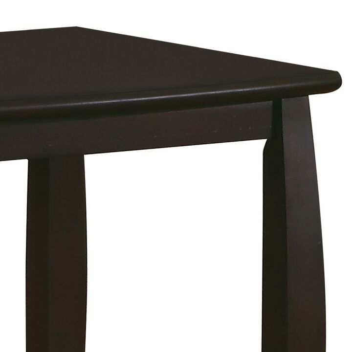 Contemporary Style Solid Wood End Table With Slightly Rounded Shape, Dark Brown-Benzara