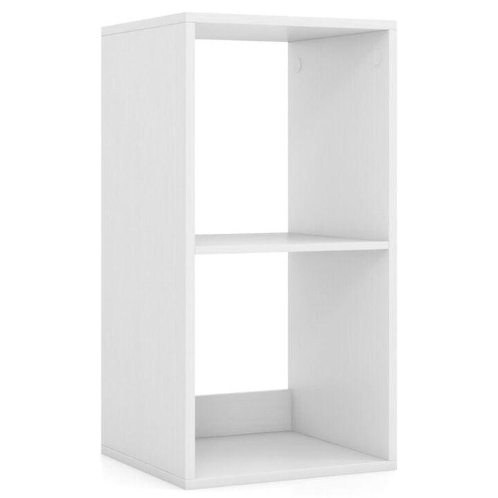 Hivvago 2 Cube Bookshelf with Back Guardrail for Living Room Bedroom