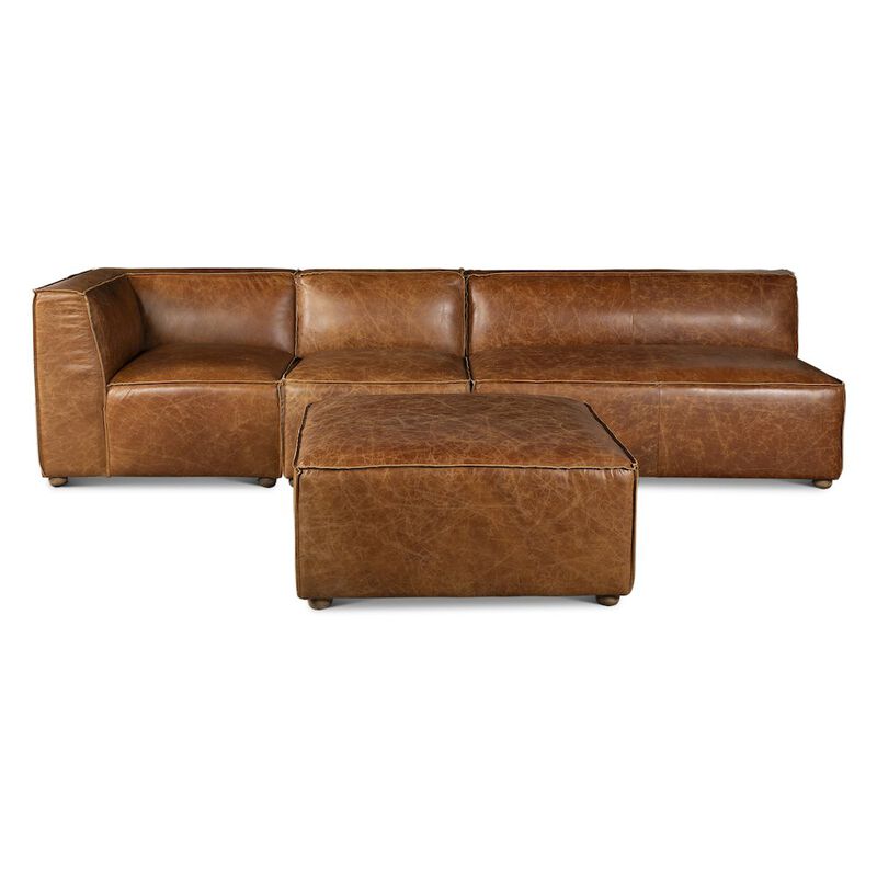World Interiors Chiavari Loft 112" Sectional Sofa in Cocoa Brown Leather image number 5