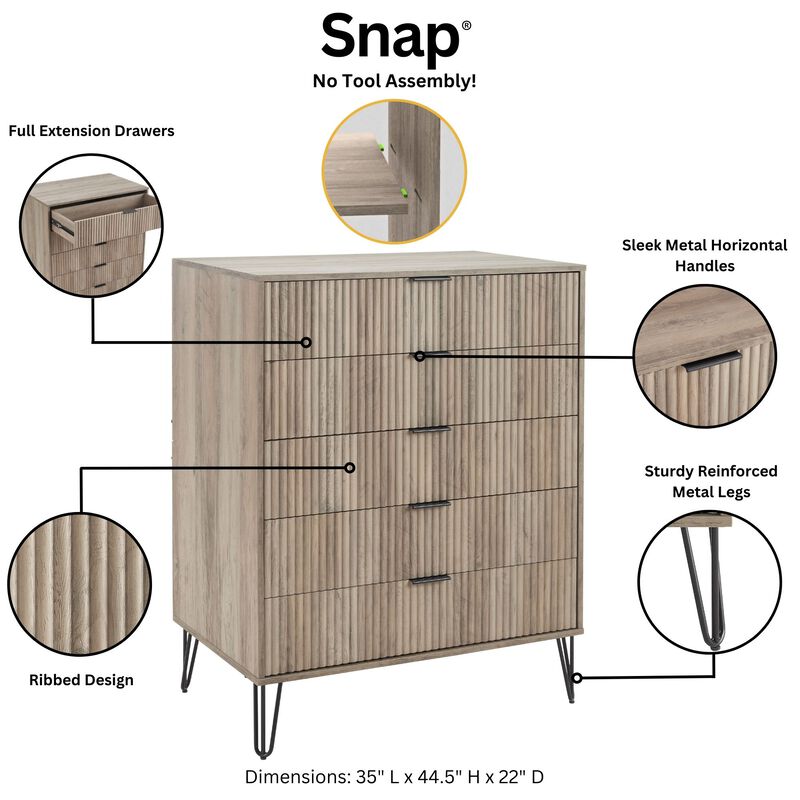 Dumbo Chest and 2-Drawer Nightstand in Gray image number 6