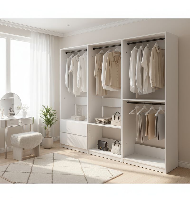 Prosper White Freestanding Walk in Wood Closet System