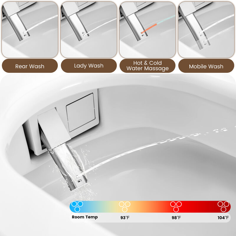 Smart Toilet with Full Automation, Square Design, Radar and Foot Sensors, and Instant Heating image number 5