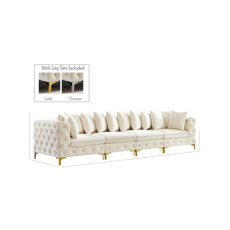 Meridian Furniture Tremblay Cream Velvet Modular Sofa