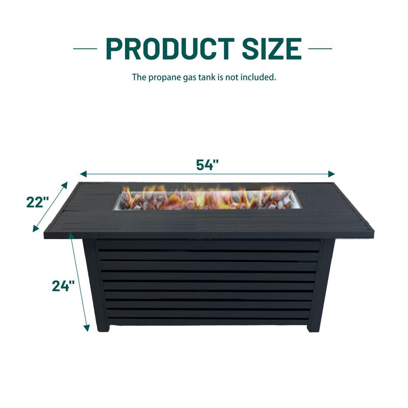 Mondawe Steel Rectangle Propane Outdoor Fire Pit Table with Lid