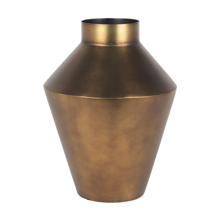 HomeRoots 13" Antiqued Bronze Metal Table Vase