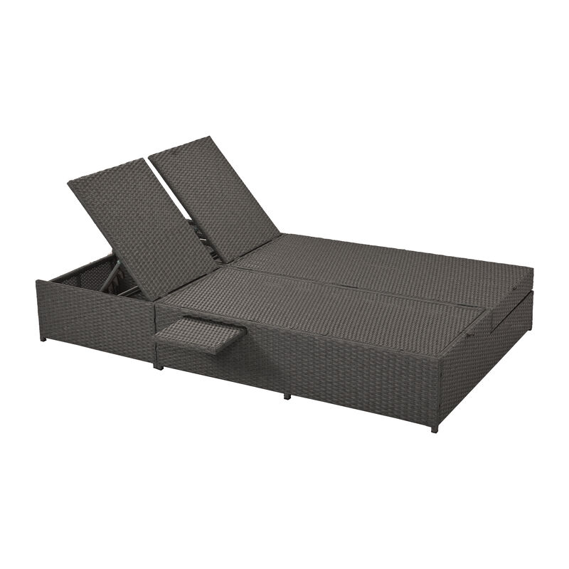 Whisen Outdoor Loveseat, PE Rattan with Adjustable Backrest & Cup Holders, for Patio & Garden image number 8