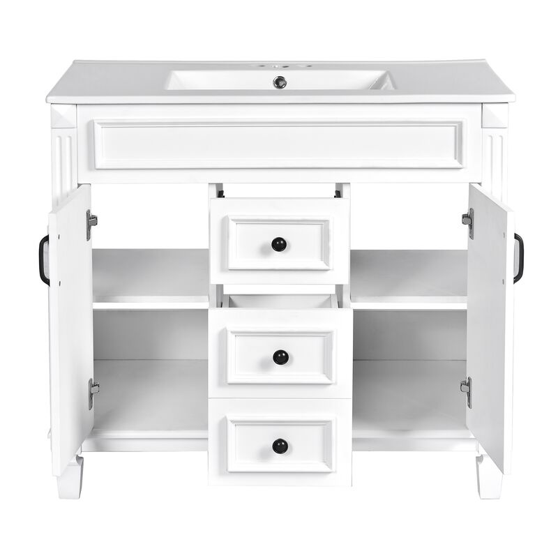 36 in. W Modern Bathroom Vanity with Sink and Top, 2 Soft-Close Doors and Storage Cabinet image number 3