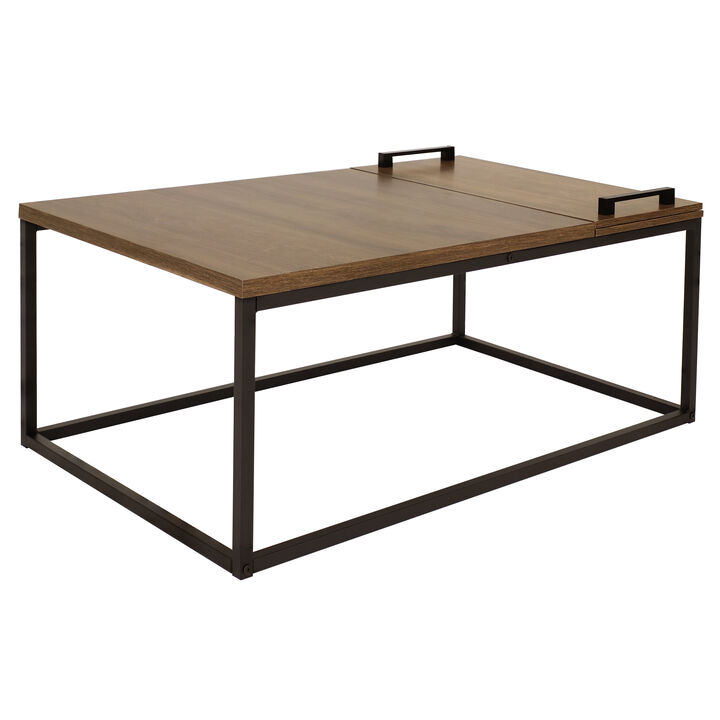 Sunnydaze Industrial Coffee Table with Removable Serving Tray - 16 in H