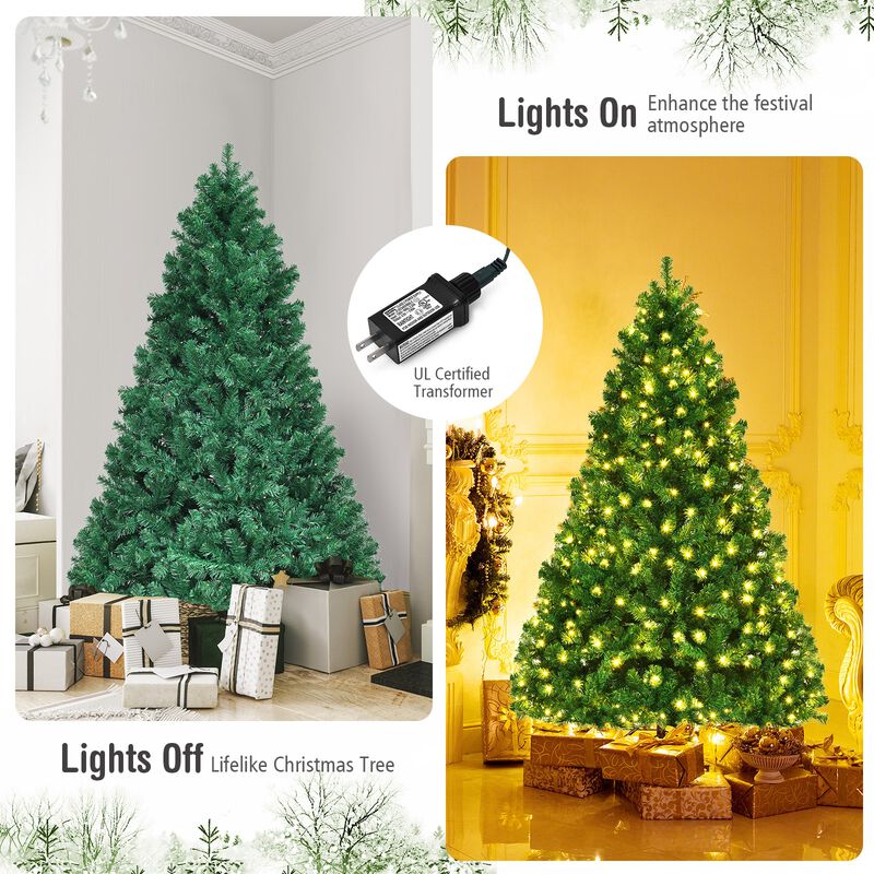 7.5 Feet PVC Artificial Christmas Tree with LED Lights-7.5 ft
