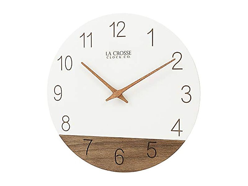 La Crosse Clock 404 3630B 12 Inch Ivory Sierra Wood Quartz Analog Wall image number 1