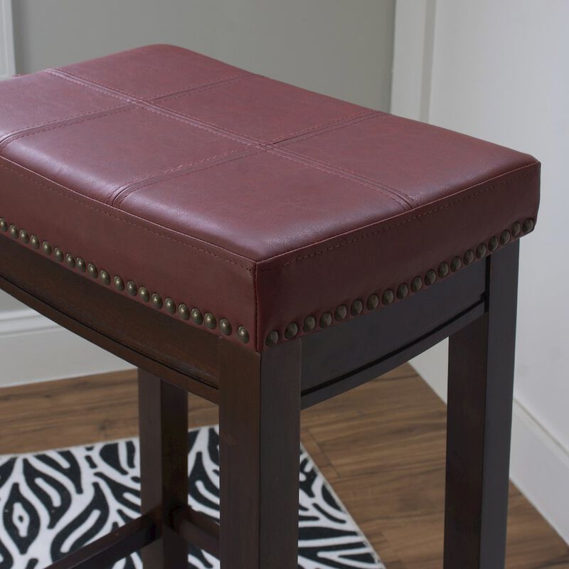Linon Classic Bar Stool with Faux Leather Padded Seat image number 4