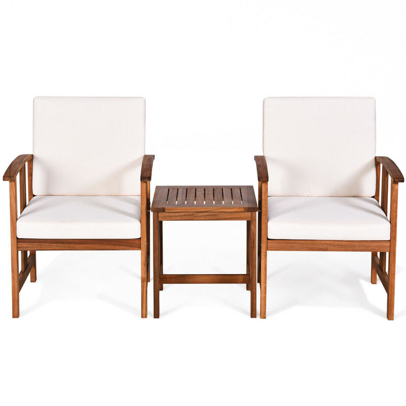 3PC Solid Wood Outdoor Patio Sofa Furniture Set