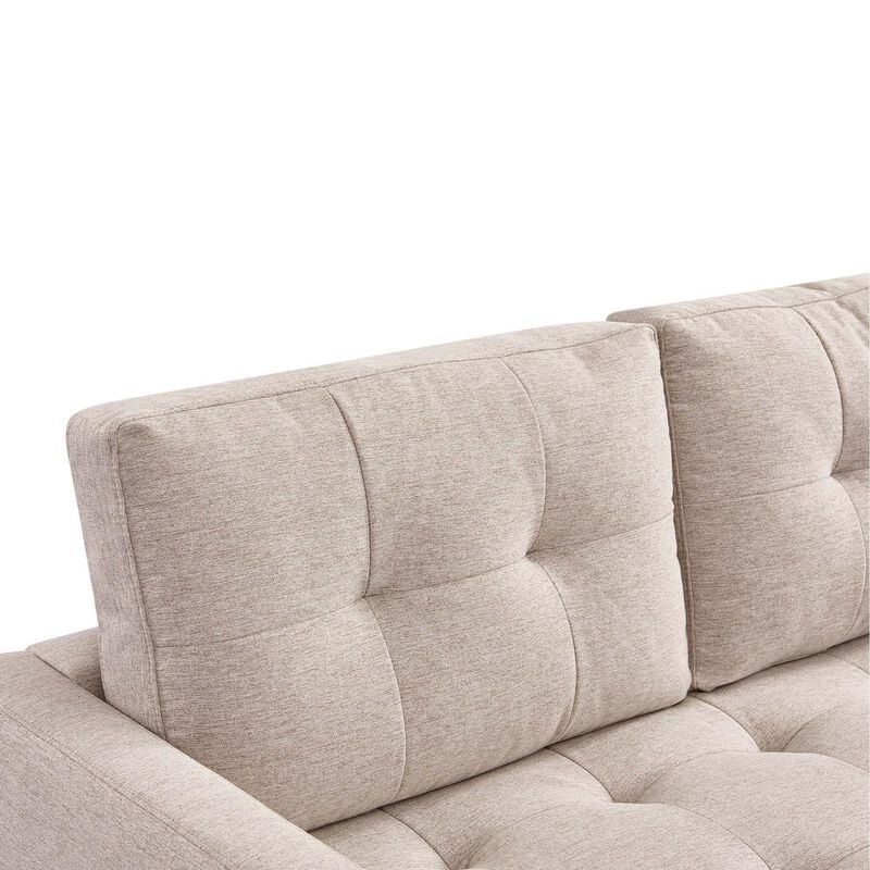 OS Home and Office Furniture Two Piece Upholstered Tufted L Shaped Sectional with Ottoman in Beige
