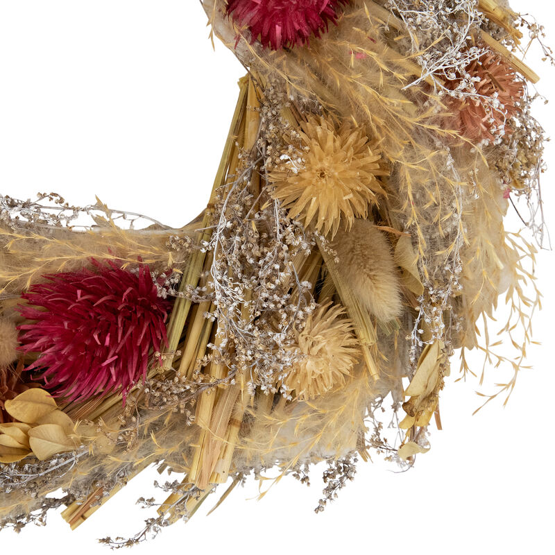 Pampas Grass and Dried Floral Spring Wreath - 11"