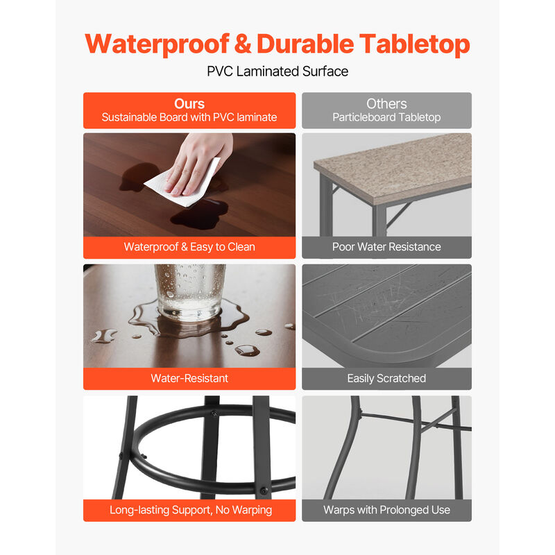 Outdoor Round Bar Table 23.7 in Patio Counter Height Bistro Table for Deck Patio image number 3