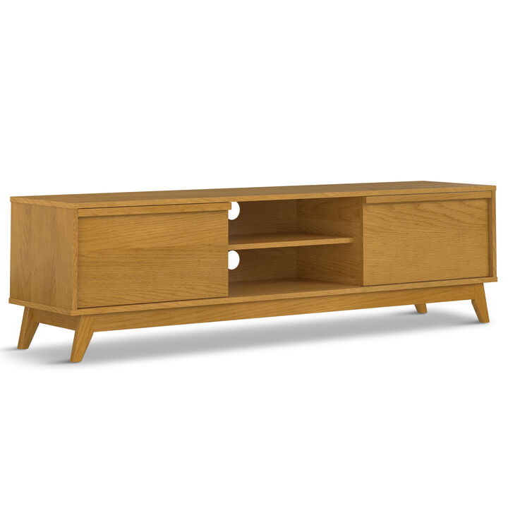 Lennon  72 inch Wide Mid Century Modern TV Media Stand in Oak Veneer