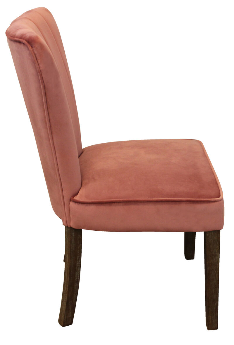 HomeRoots Set of Two Blush and Brown Upholstered Velvet Dining Parsons Chairs image number 3