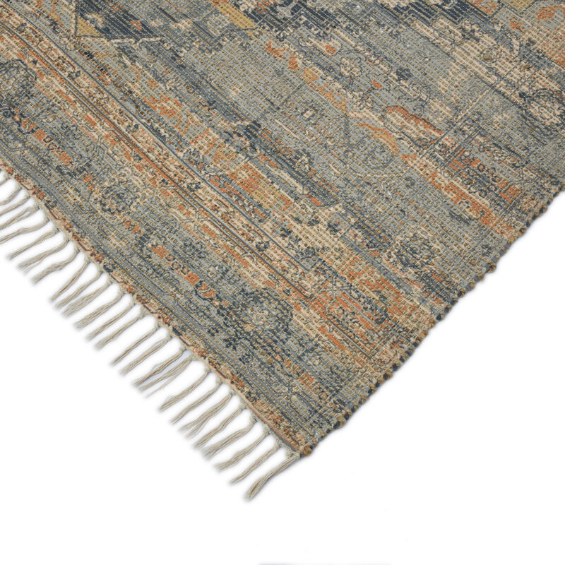 HomeRoots 4' X 6' Orange Beige And Gray Oriental Hand Woven Area Rug With Fringe image number 4