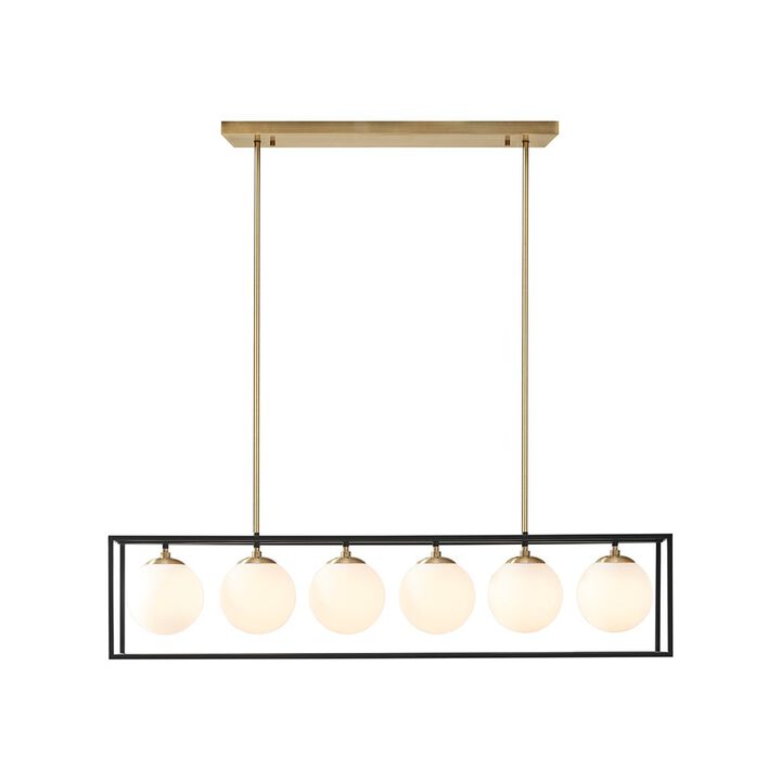 Gracie Mills Anastasia Industrial 6-Light Chandelier with Frosted Glass Globes