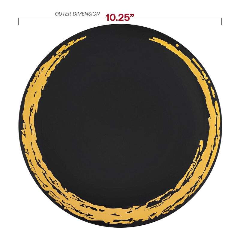 Black with Gold Moonlight Round Plastic Dinnerware Value Set (40 Sets) image number 3