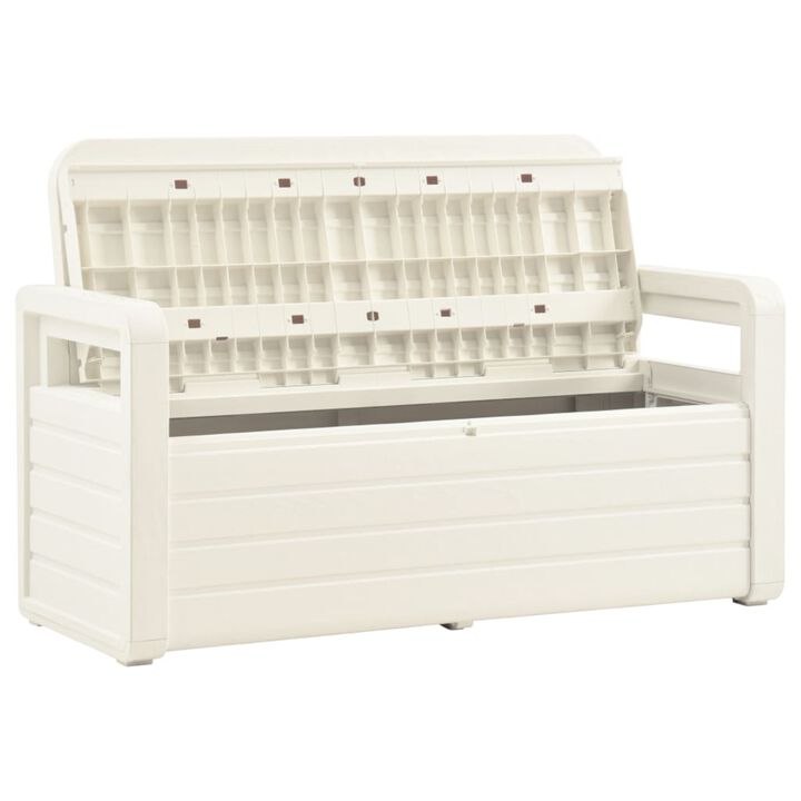 vidaXL Garden Storage Bench 52.2" Plastic White