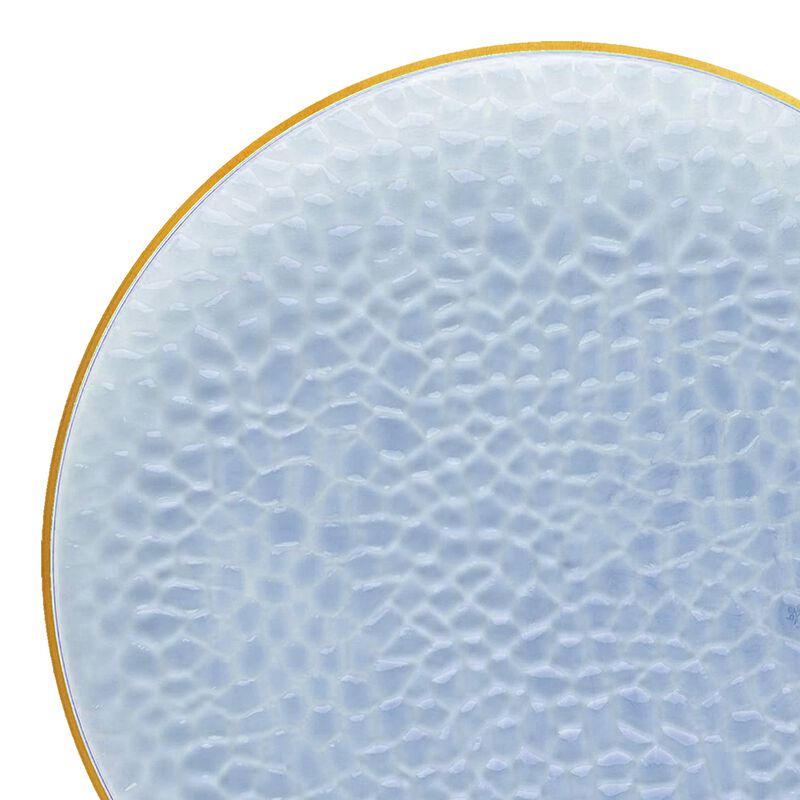 7.5" Clear Blue with Gold Rim Hammered Glass Plastic Salad Plates (120 Plates) image number 8