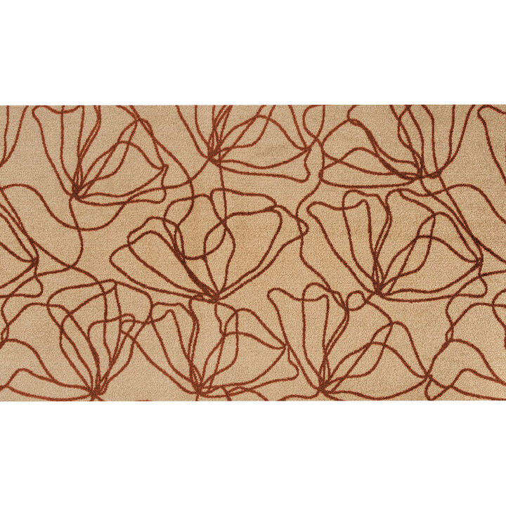 HomeRoots And Bronze Floral Washable Area Rug With UV Protection