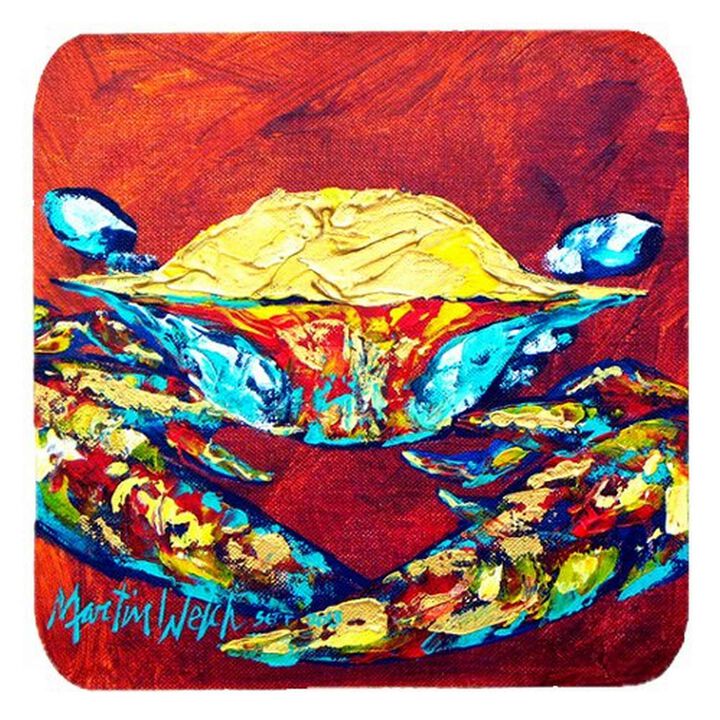 Caroline's Treasures MW1081FC Crab Wrinkles Foam Coasters (Set of 4), 3.5 H x 3.5 W, Multicolor