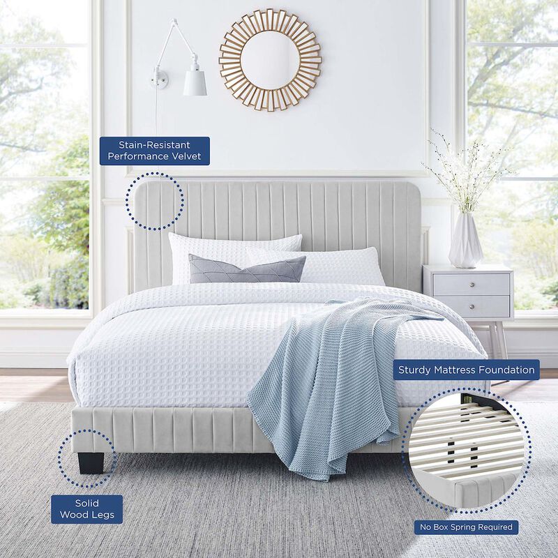 Celine Channel Tufted Performance Velvet Twin Platform Bed image number 6