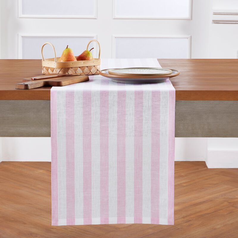 Solino Home Sorrento Stripe 100% Linen Table Runner &ndash; Handcrafted, Machine Washable, Perfect for Holiday and Everyday Dining