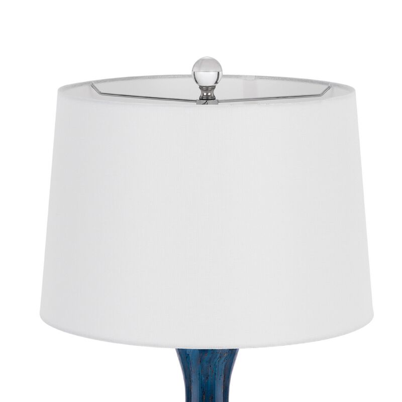 Table Lamp Set of 2, Off-White Drum Shade, Dark Blue Glass 29 Inch image number 5