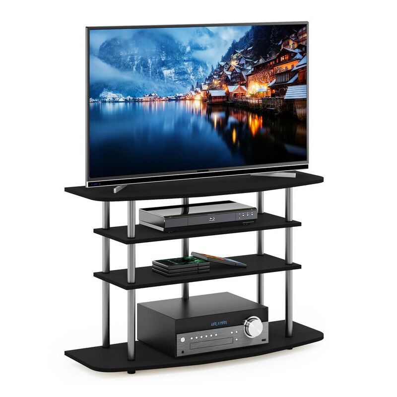Furinno Frans Turn-N-Tube 4-Tier TV Stand for TV up to 46, Black Oak