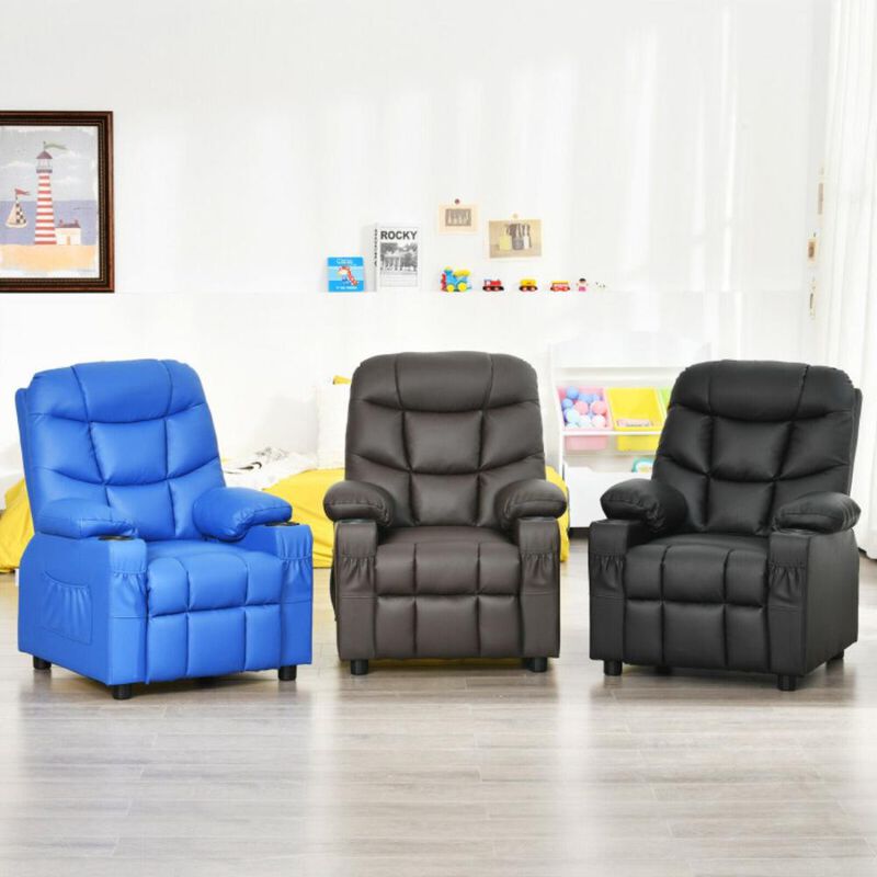 Hivvago Kids Recliner Chair with Cup Holder and Footrest for Children