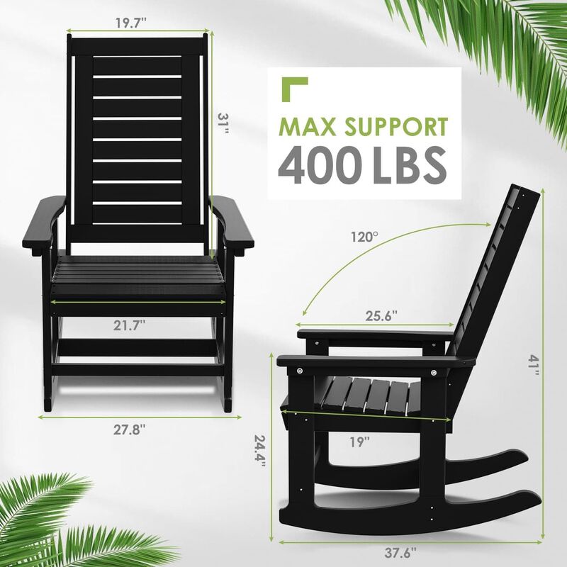 ShipItFurniture Oversized Outdoor Rocking Chairs Set of Two Black image number 2