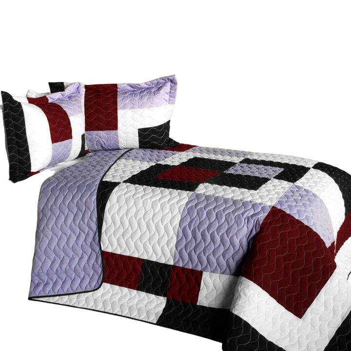 3-Piece Vermicelli Quilted Patchwork Quilt Set with Matching Shams