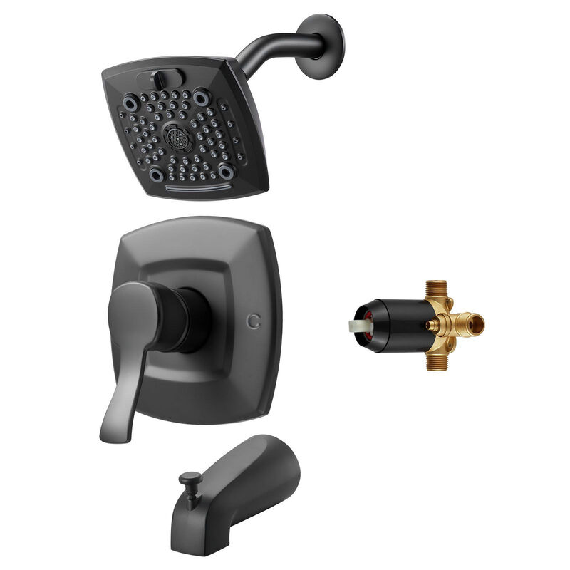 Complete Tub and Shower Faucet Kit with Rainfall Head, Bathtub Spout, Single Handle-Black image number 0