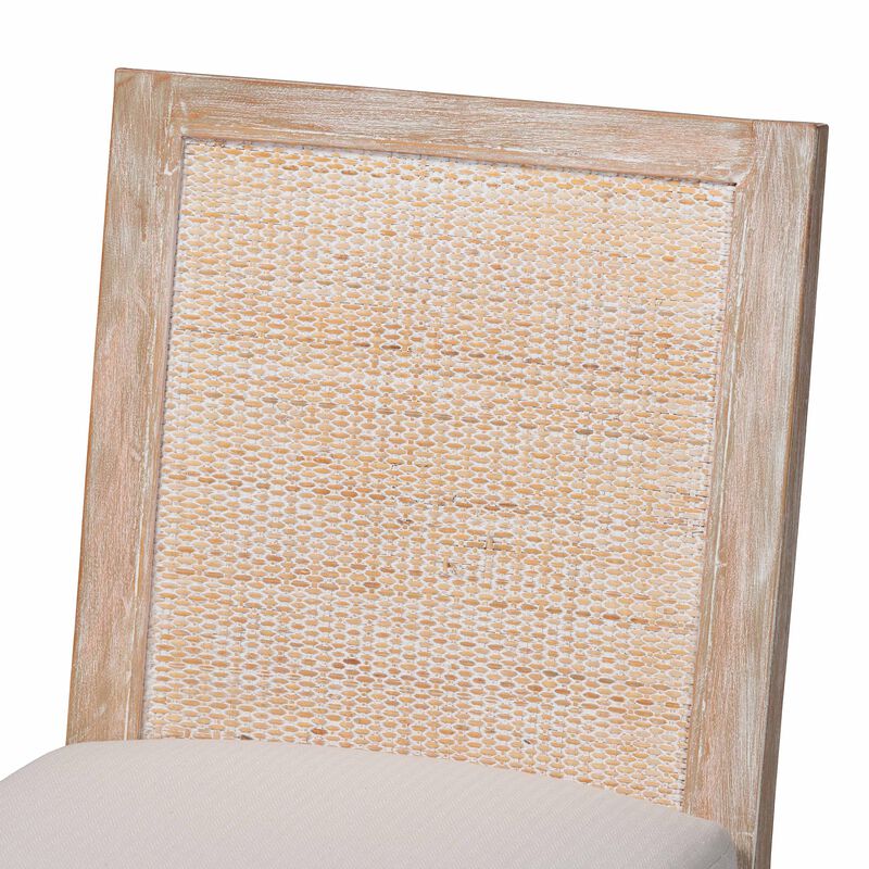bali & pari Ashford Whitewash Rattan Dining Chair - Mahogany Wood Frame with Handwoven Wicker Backrest and Braided Rope Inserts for Coastal Dining Room image number 4