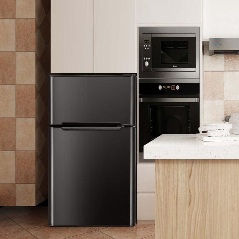 3.2 cu. ft. Retro Mini Fridges in Black with Freezer and Reversible Door
