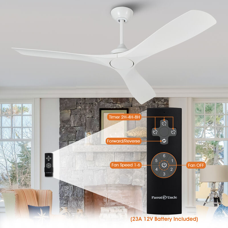 52 in. Matte White 6-Speed Reversible Ceiling Fan with Remote without Light