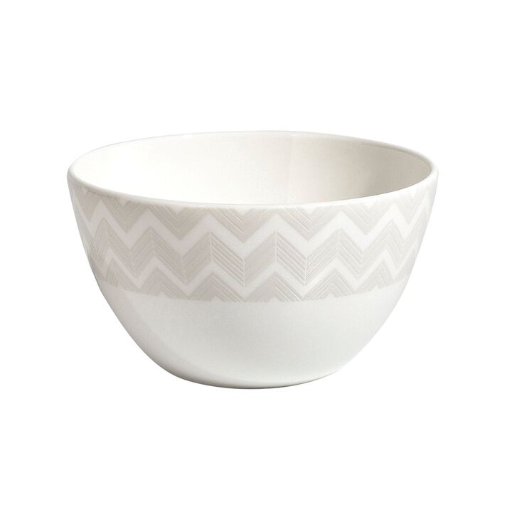 Rice Bowls ZIG ZAG WHITE Set of 6, diam. 4.45", H 2.36"