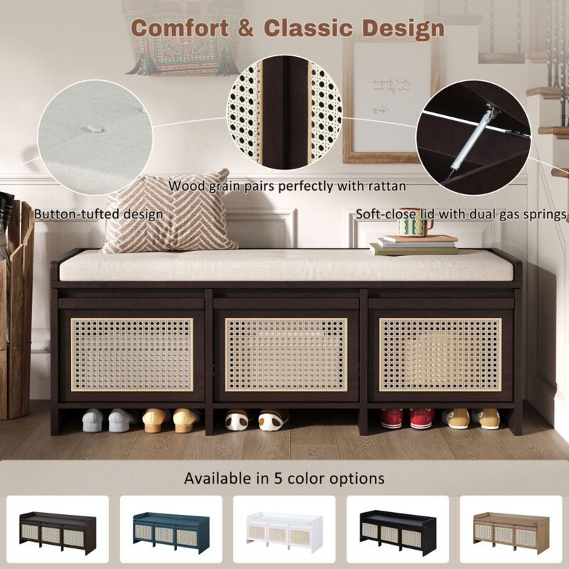 Seckbo Retro Button Tufted Upholstered Storage Bench image number 6