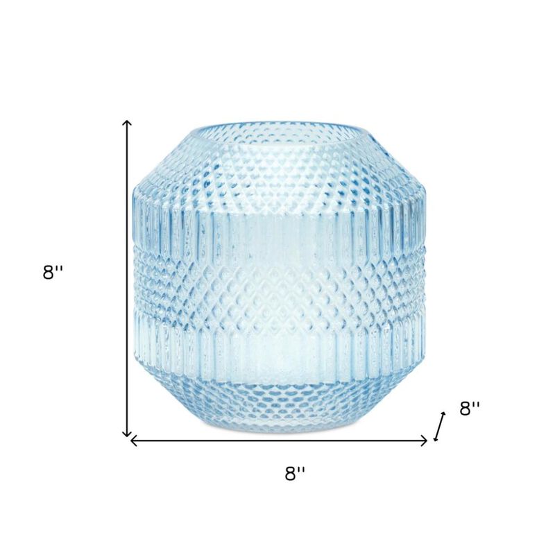 Hivvago 8 Inch Pale Blue Geometric Cylinder Glass Table Vase
