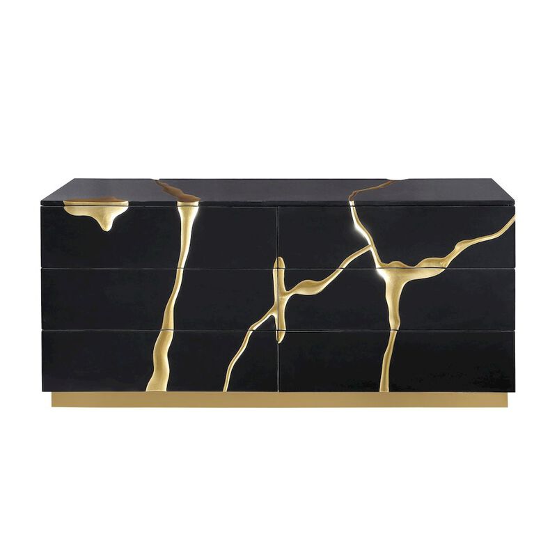Modern Lacquered Dresser with Striking Crack Accents and Base image number 0