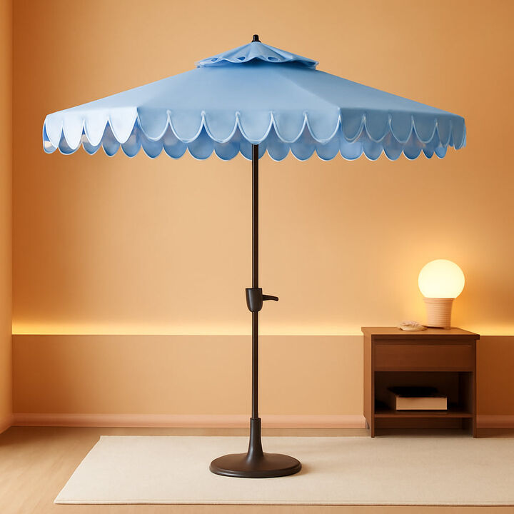 ShipItFurniture 9-Foot Crank Patio Umbrella Baby Blue/White