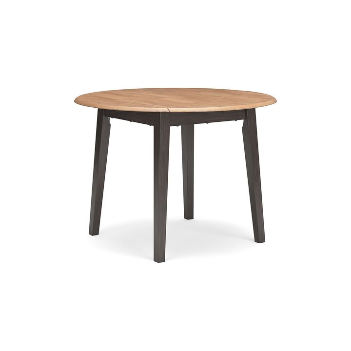 Gasy Dining Table, Extendable 26-42 Inch, Dark Brown Wood, 2 Leaves