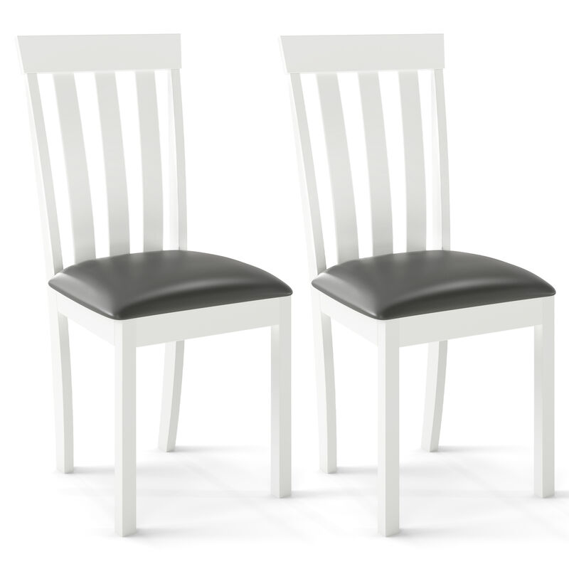 Set of 2 Padded Dining Chairs with Upholstery and Rubber Wood Base for Home