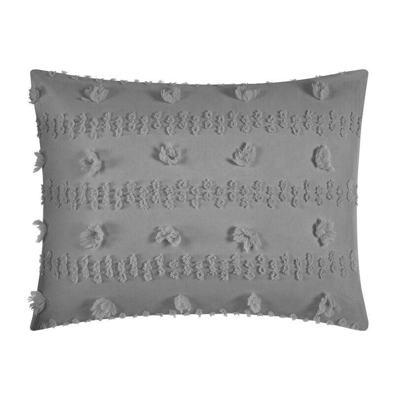 Chic Home Ahtisa Comforter Set Jacquard Floral Applique Design Bed in a Bag Grey, Queen image number 5